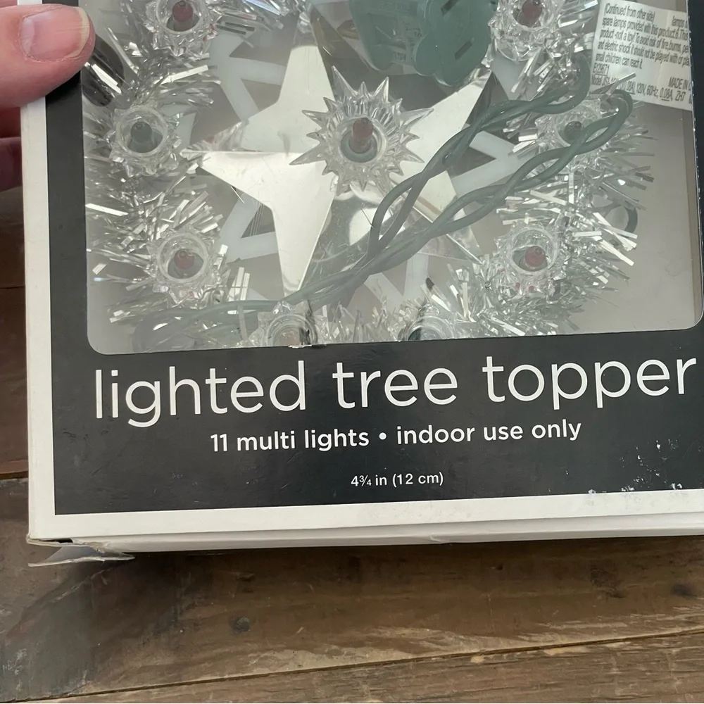 Holiday Star Wreath Vintage Multi Color Light Star Ring Silver‎ Tinsel Christmas